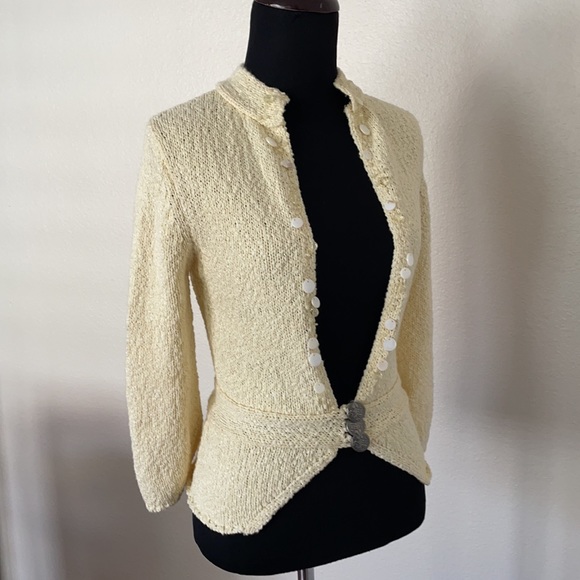 VINTAGE KNIT STYLE BUTTON SWEATER BLAZER TOP - Picture 13 of 16